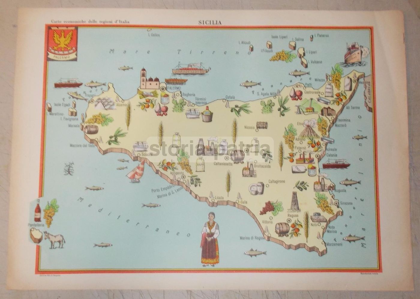 Mappa Economica Della Sicilia, Anni '50: Ragusa, Taormina, Siracusa, Marsala