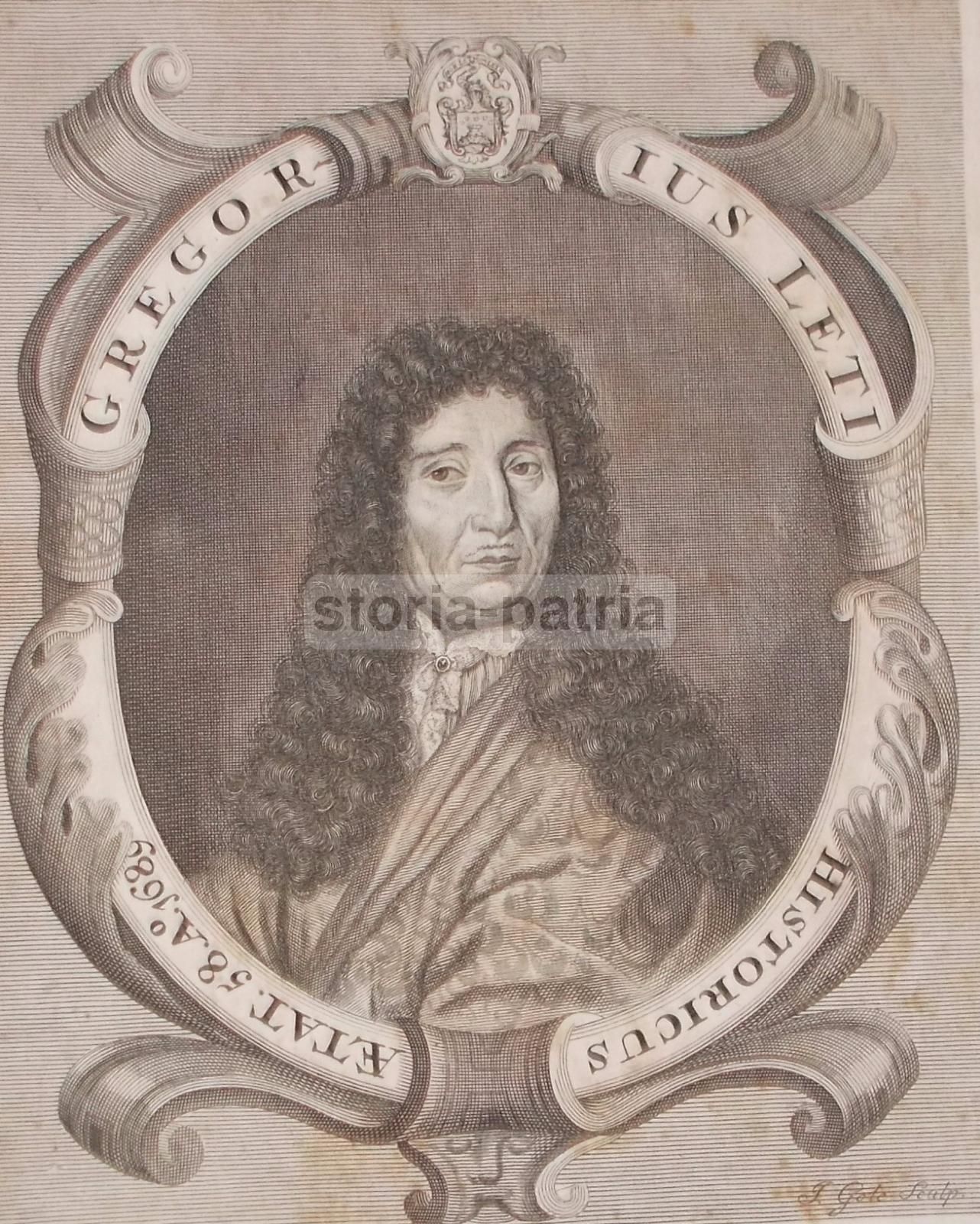 Ritratto Di Gregorio Leti, Incisione All'Acquaforte Di Jacob Gole, XVII Secolo