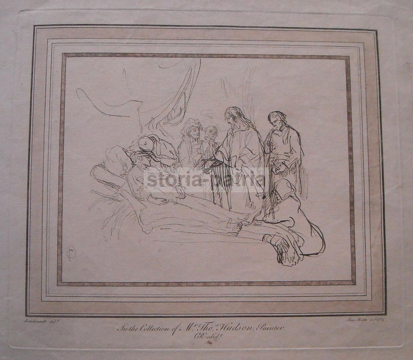 Incisione Gesù Davanti A Un Infermo, Rembrandt E Watts, 1765