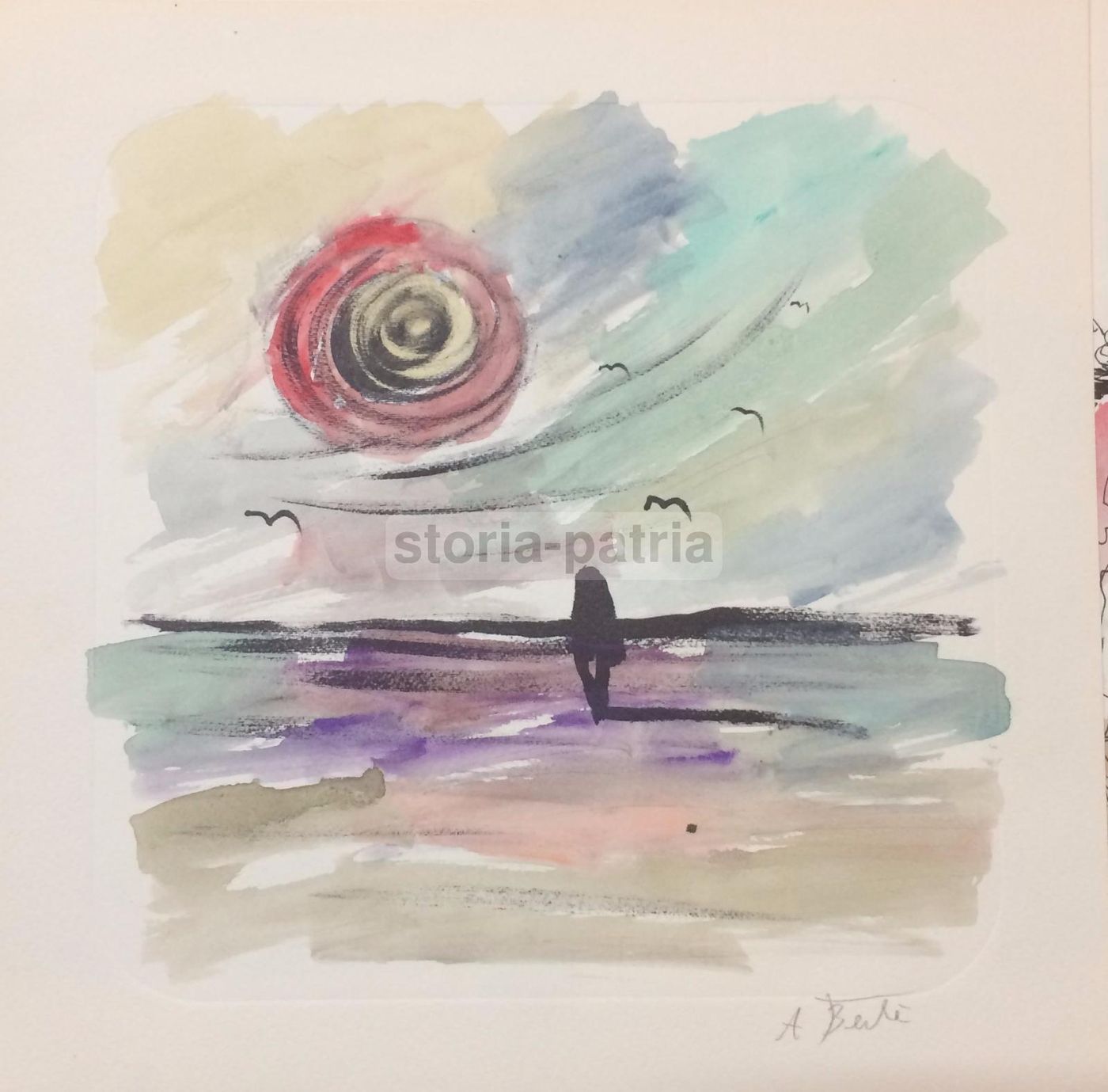 Grafica Paesaggio Informale Antonio Bertè Napoli Anni '70