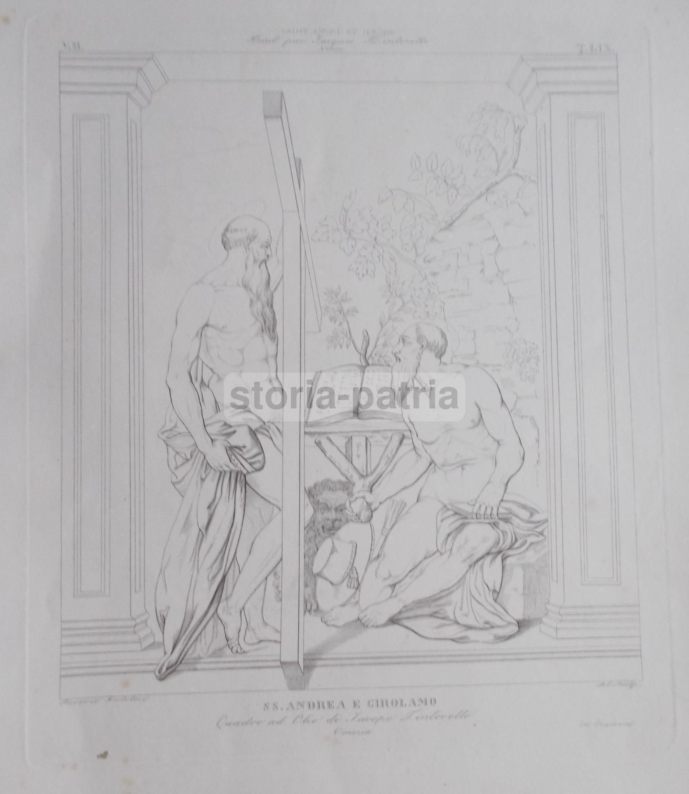 Santi Andrea E Girolamo, Incisione All'Acquaforte Da Jacopo Robusti Detto Il Tintoretto