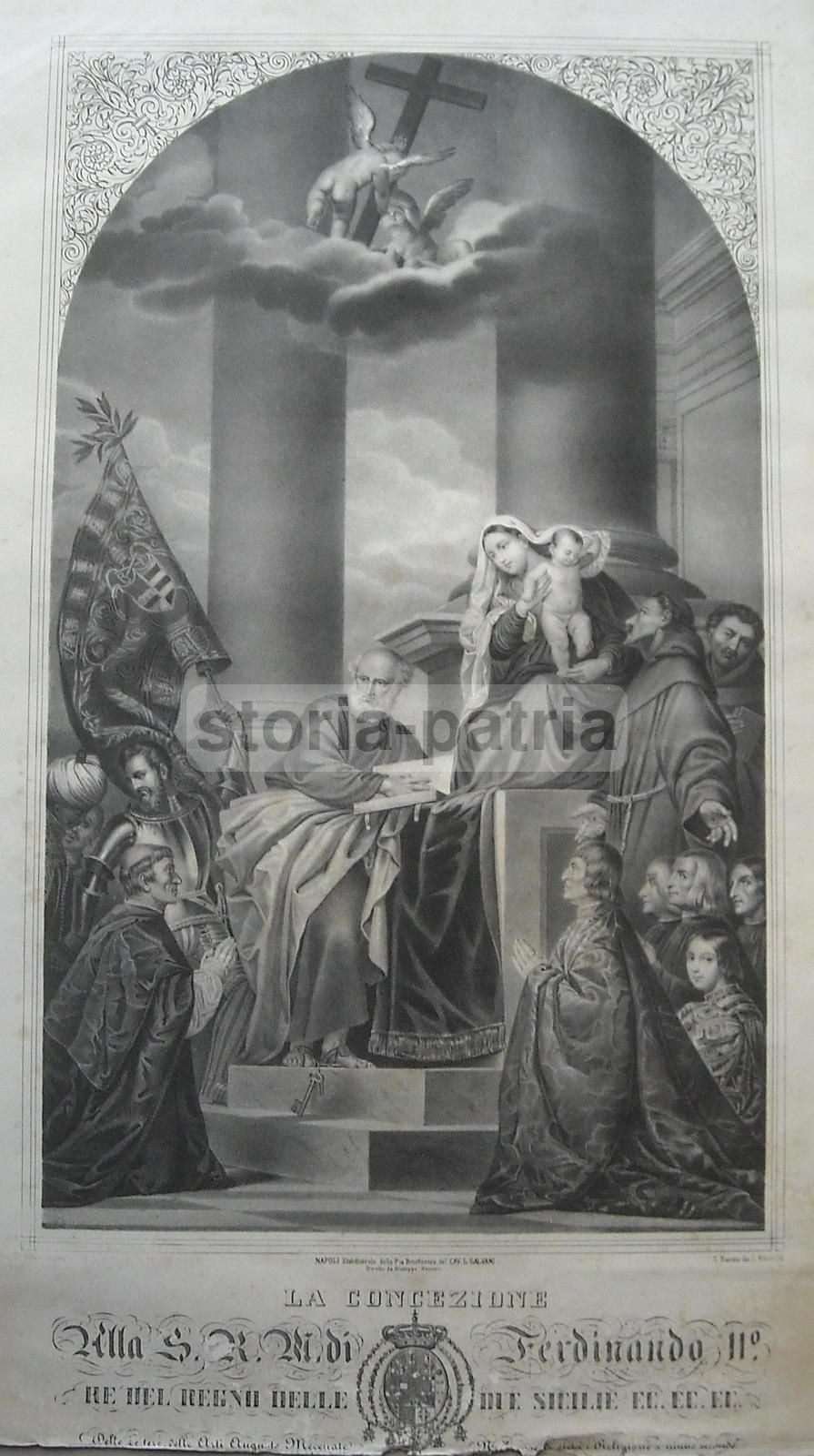 Litografia Dell'Immacolata Concezione Da Tiziano Per Ferdinando II, Napoli, Metà XIX Secolo