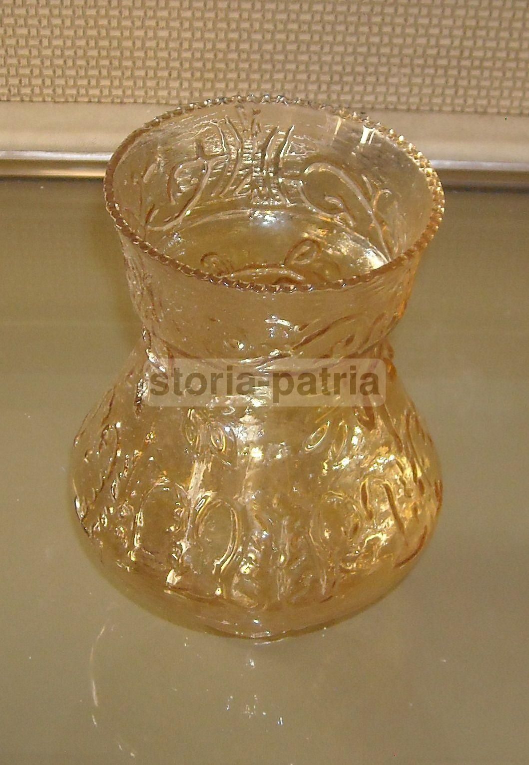 Coppa In Vetro Per Lampada Con Rilievi Decorativi Anni '40 '60