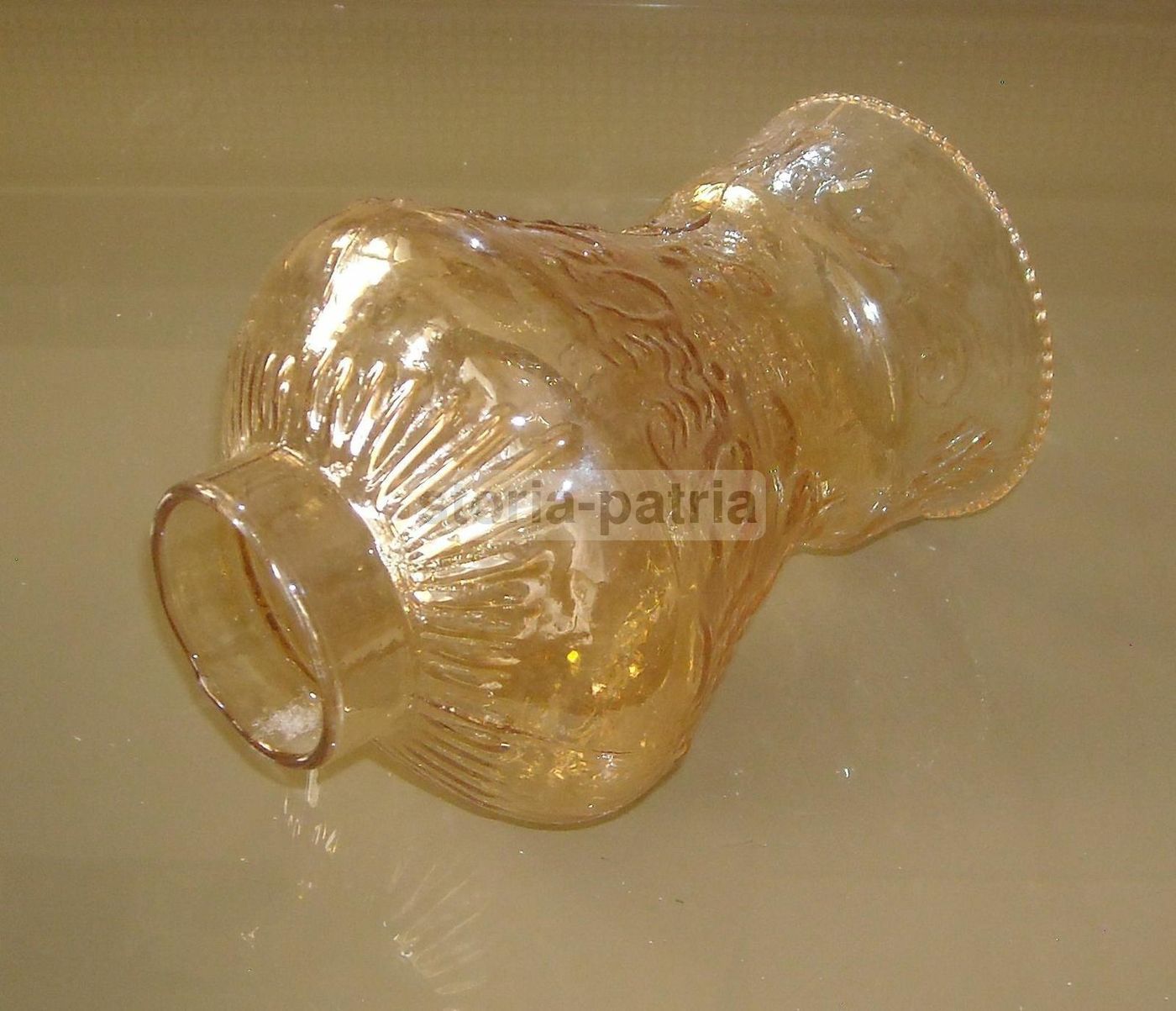 Coppa In Vetro Per Lampada Con Rilievi Decorativi Anni '40 '60