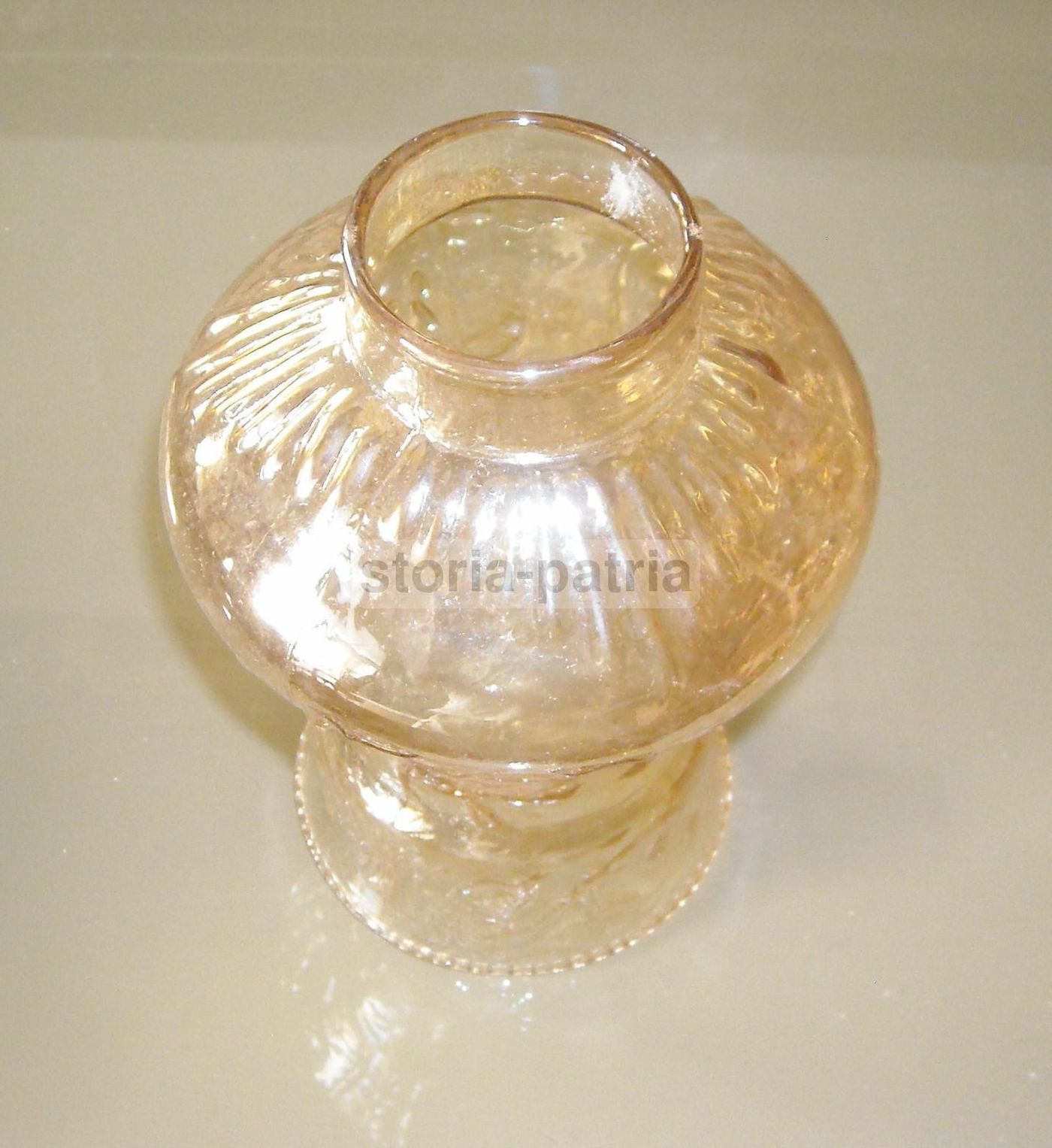 Coppa In Vetro Per Lampada Con Rilievi Decorativi Anni '40 '60