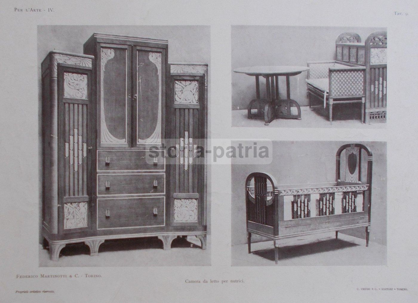 Camera Da Letto Liberty Federico Martinotti Torino Anni '20 Stampa Antica