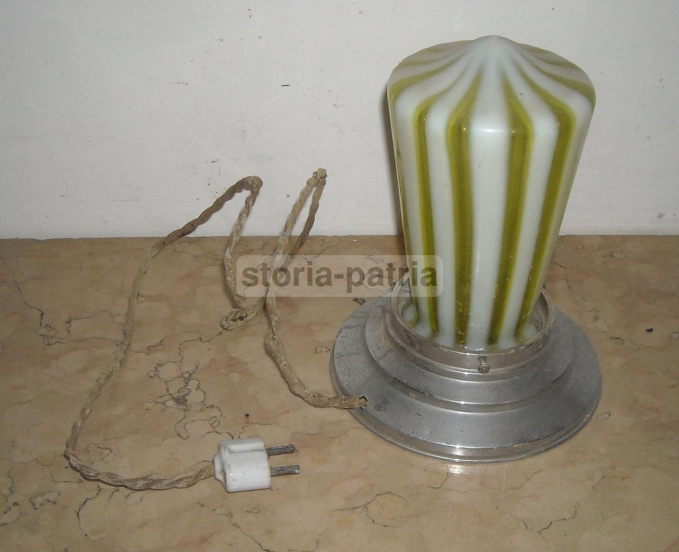 Lampada Antica In Vetro Di Murano Decorato, Epoca Liberty E Déco, Anni '20 '40