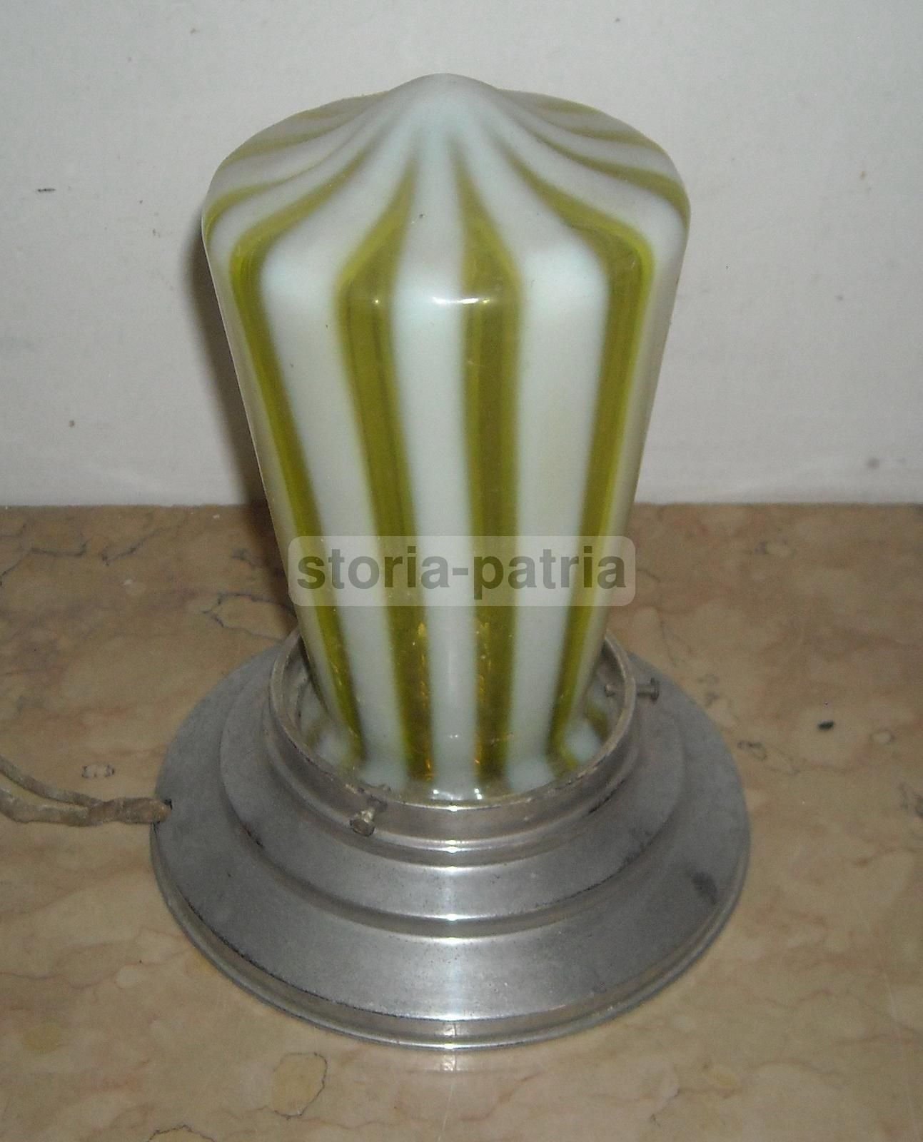 Lampada Antica In Vetro Di Murano Decorato, Epoca Liberty E Déco, Anni '20 '40
