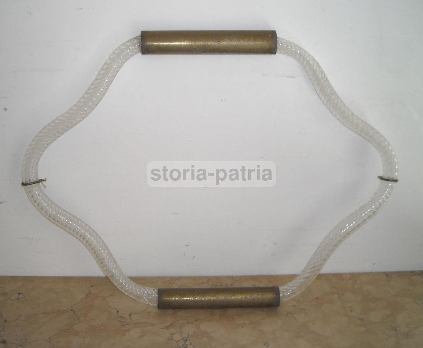 Cornice Vintage In Vetro E Ottone, Art Déco, Anni '30 '50, Manifattura Veneziana