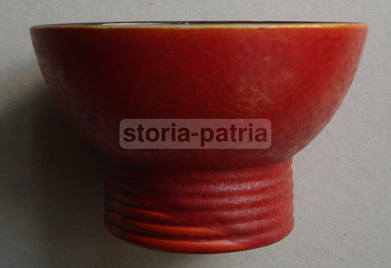 Coppa In Ceramica Lavenia Andlovitz, Anni '30, Rossa Bicromatica