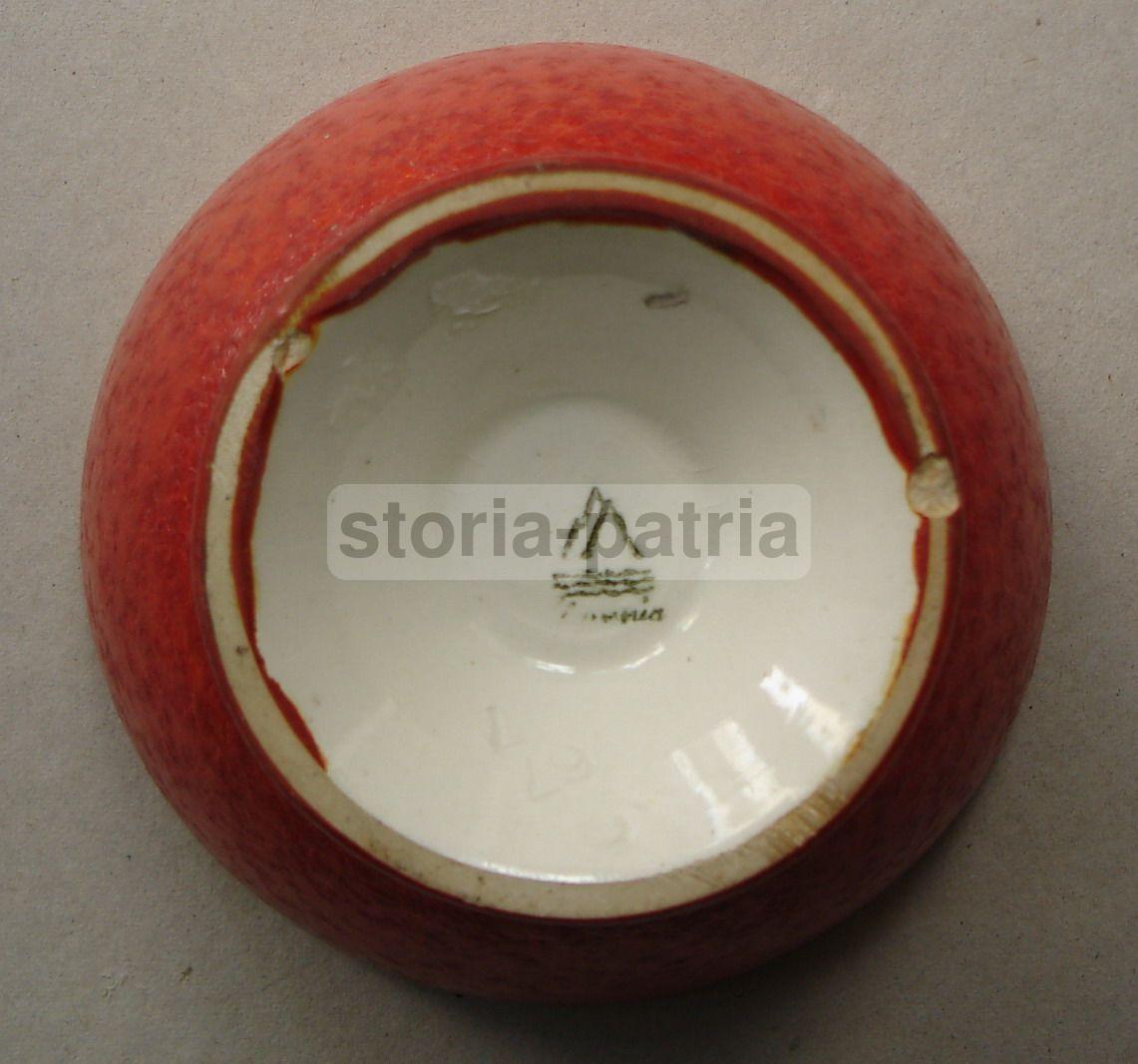 Coppa In Ceramica Lavenia Andlovitz, Anni '30, Rossa Bicromatica