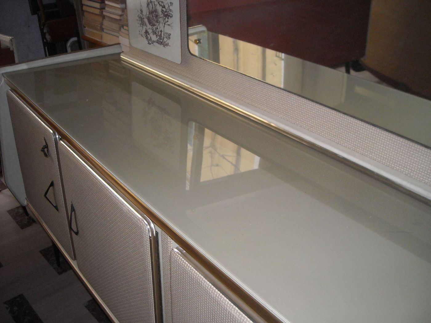 Credenza Modernariato Anni 50 Design Italiano 200 Cm Vetro Metallo