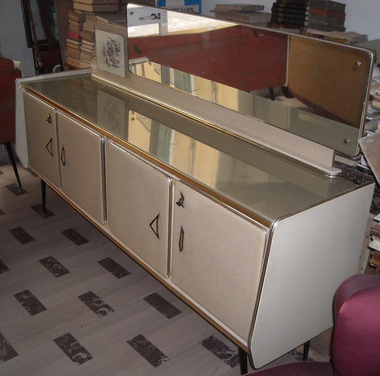 Credenza Vintage Anni 50 Design Italiano Con Specchio 200 Cm