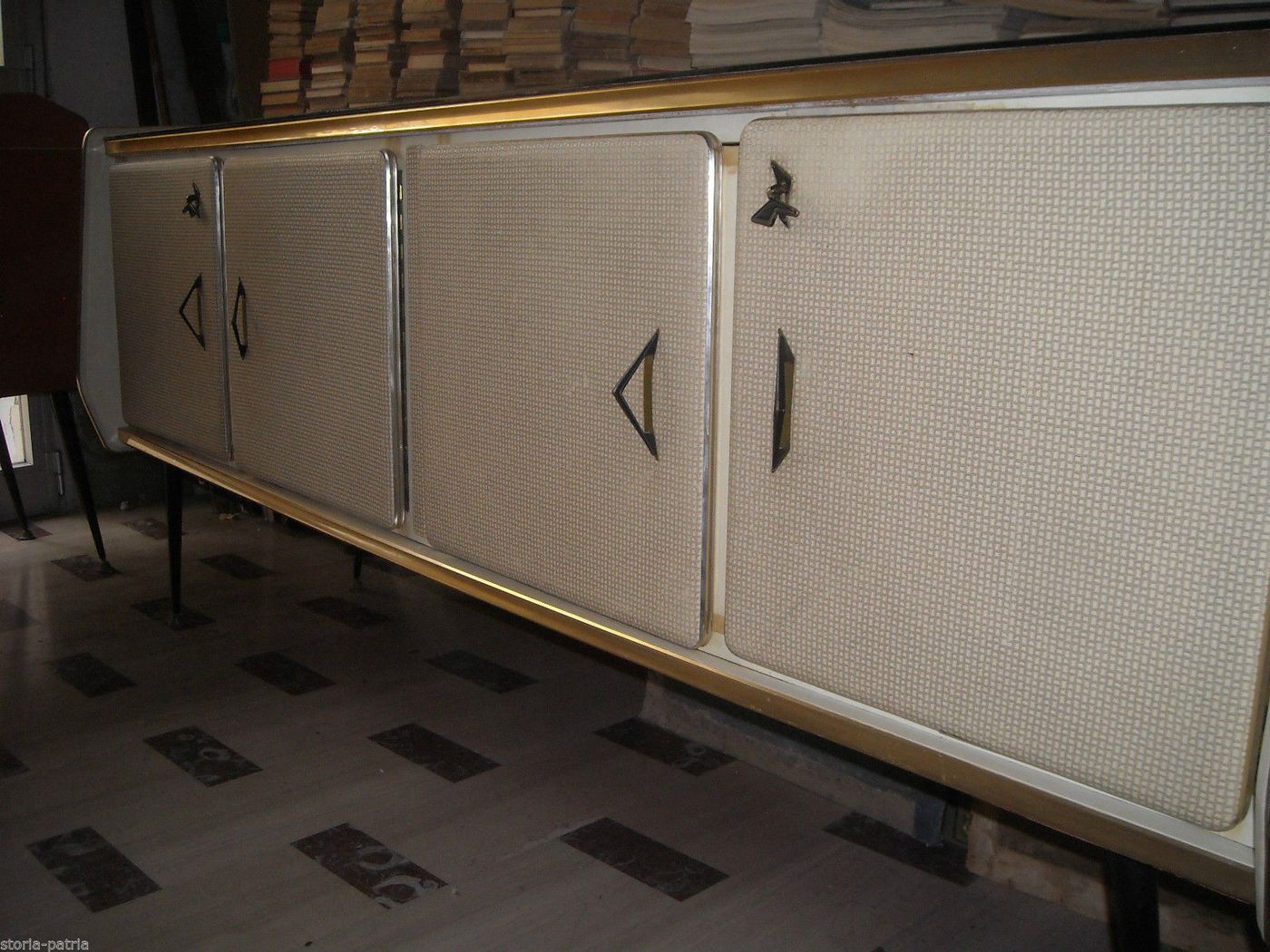 Credenza Modernariato Anni 50 Design Italiano 200 Cm Vetro Metallo