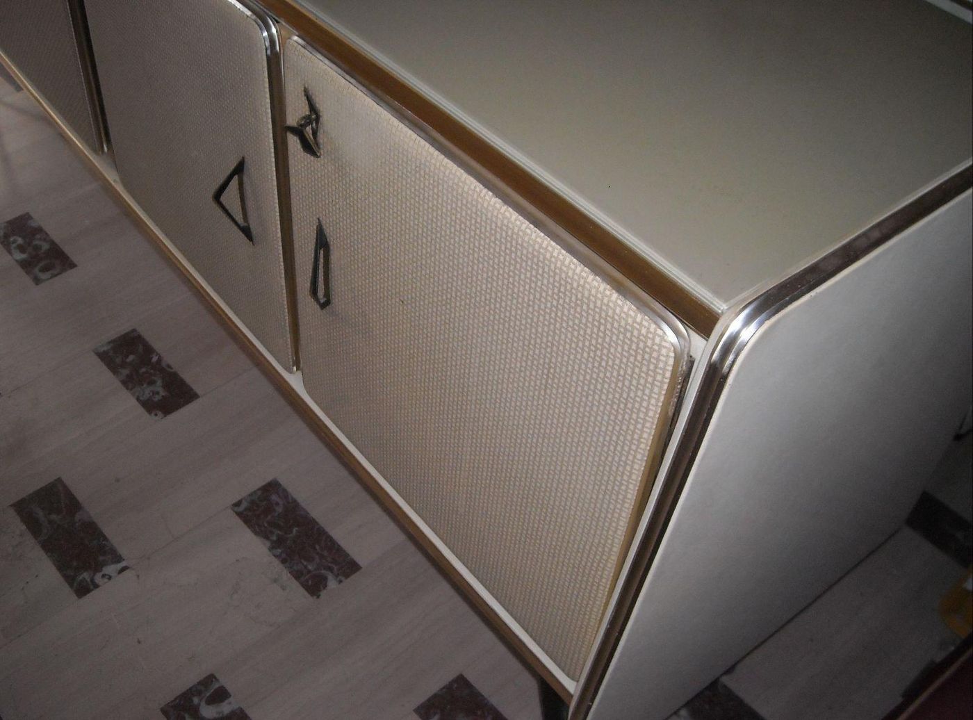 Credenza Modernariato Anni 50 Design Italiano 200 Cm Vetro Metallo