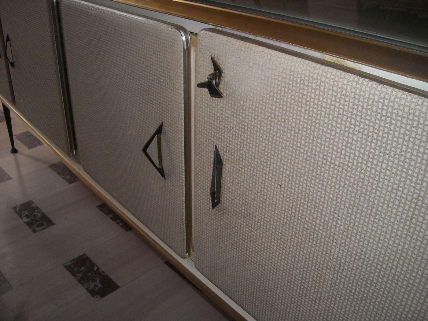 Credenza Modernariato Anni 50 Design Italiano 200 Cm Vetro Metallo