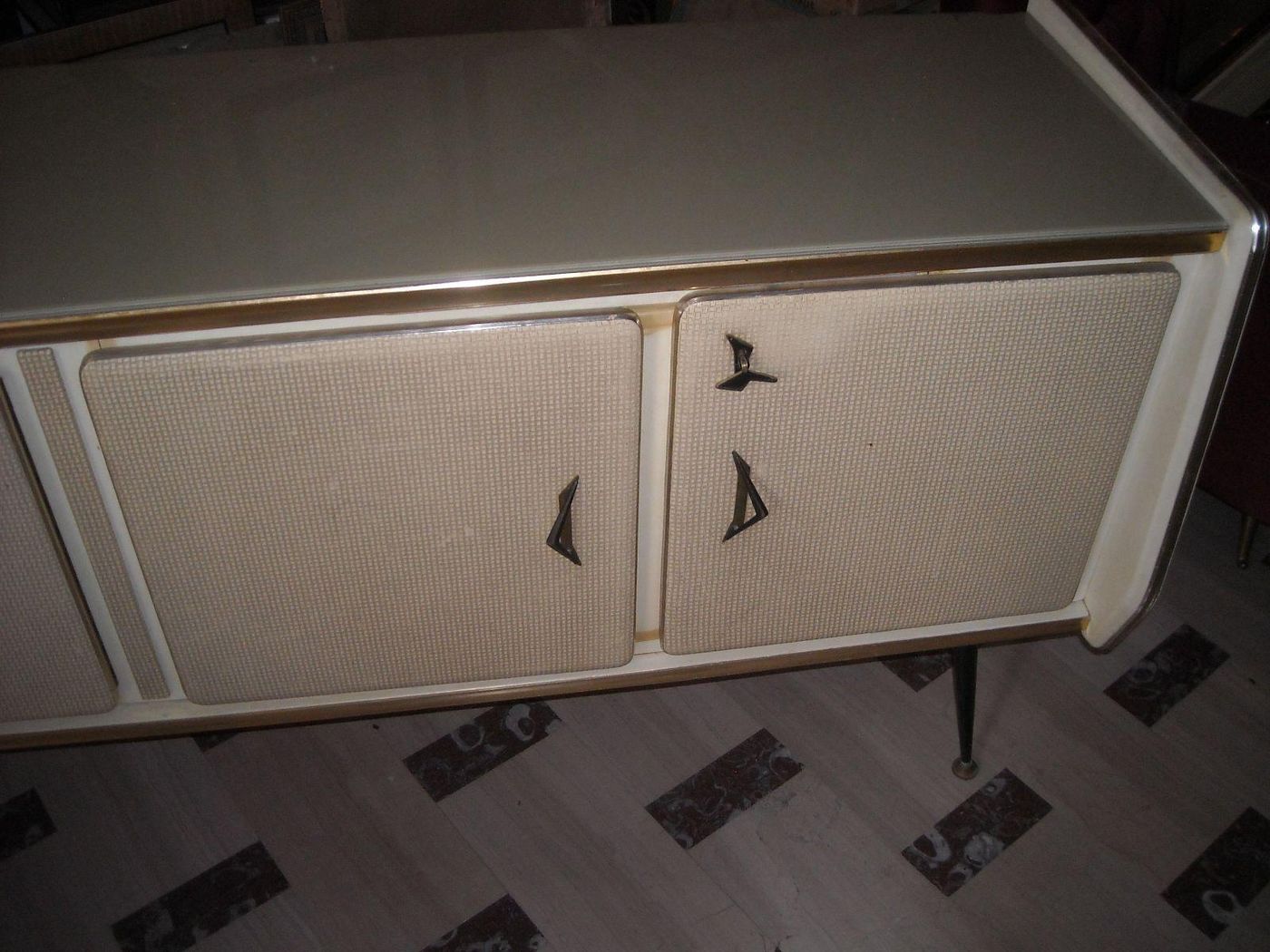 Credenza Modernariato Anni 50 Design Italiano 200 Cm Vetro Metallo