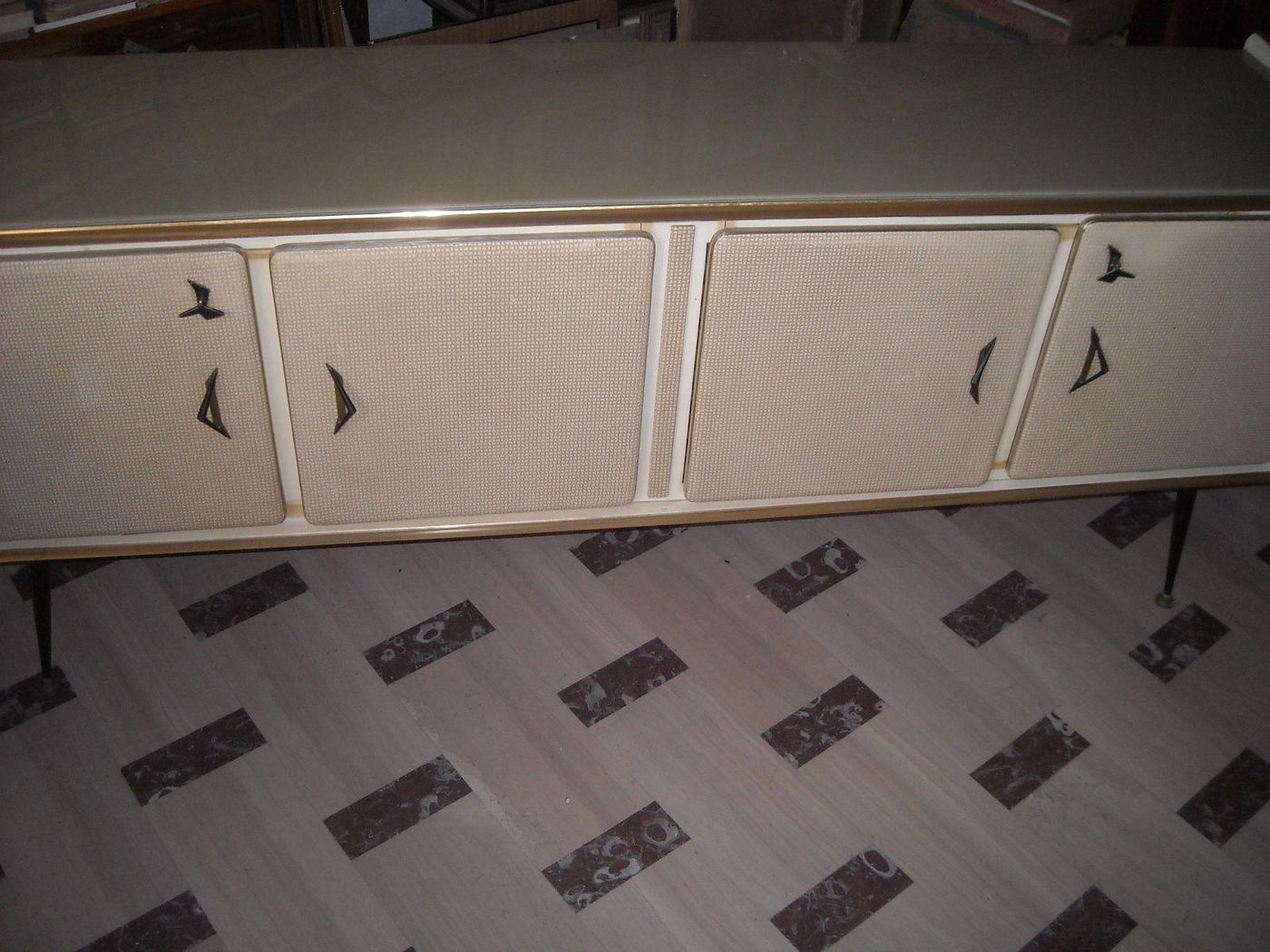Credenza Modernariato Anni 50 Design Italiano 200 Cm Vetro Metallo