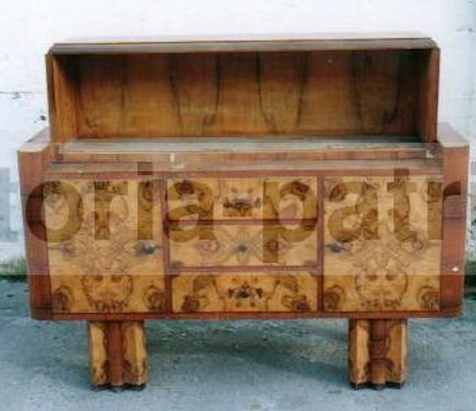 Credenza Vintage Anni '50 In Radica Con Vetrina Mobile Design