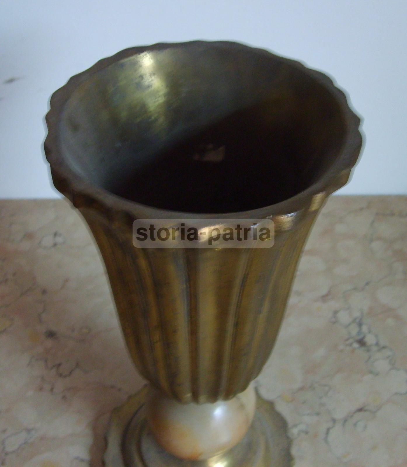 Vaso Soprammobile Art Deco In Metallo E Marmo, Anni '30 '50