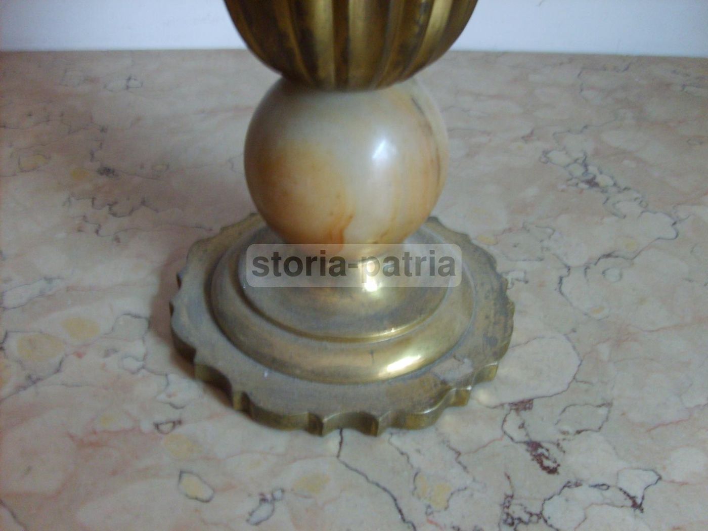 Vaso Soprammobile Art Deco In Metallo E Marmo, Anni '30 '50