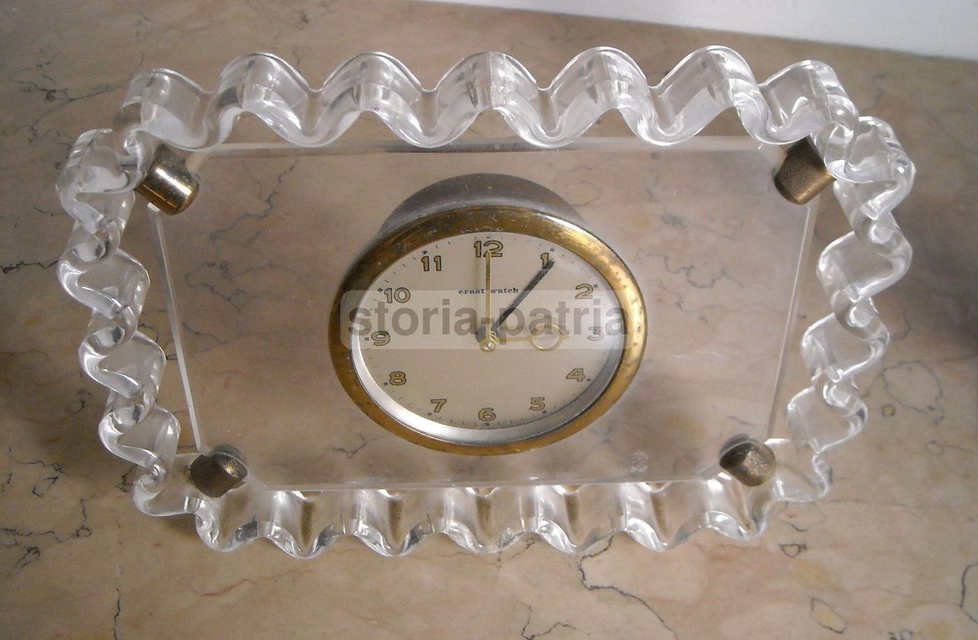Orologio Da Tavolo Ernst Watch, Anni '50, Design Cornice Trasparente