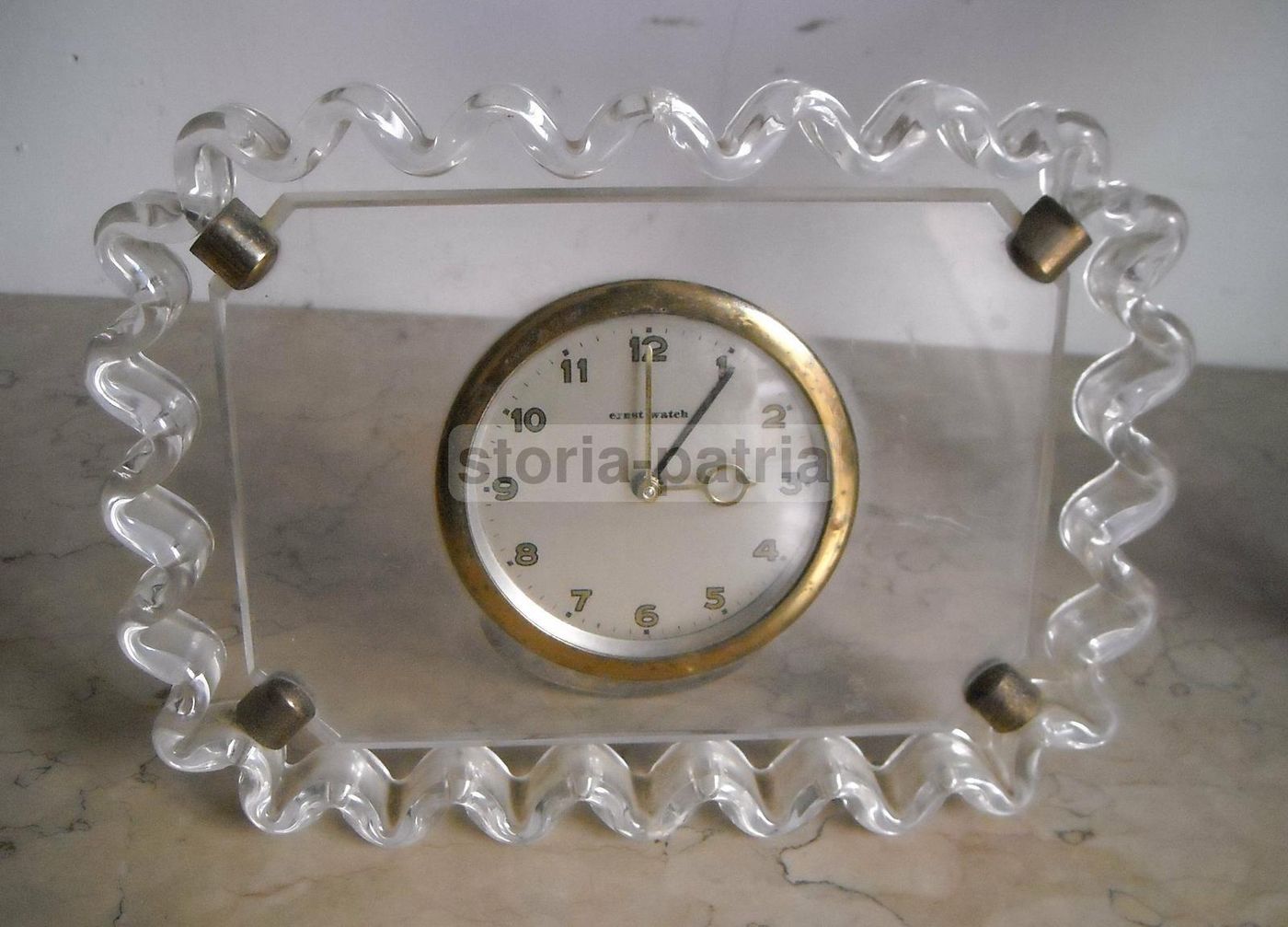 Orologio Da Tavolo Ernst Watch, Anni '50, Design Cornice Trasparente