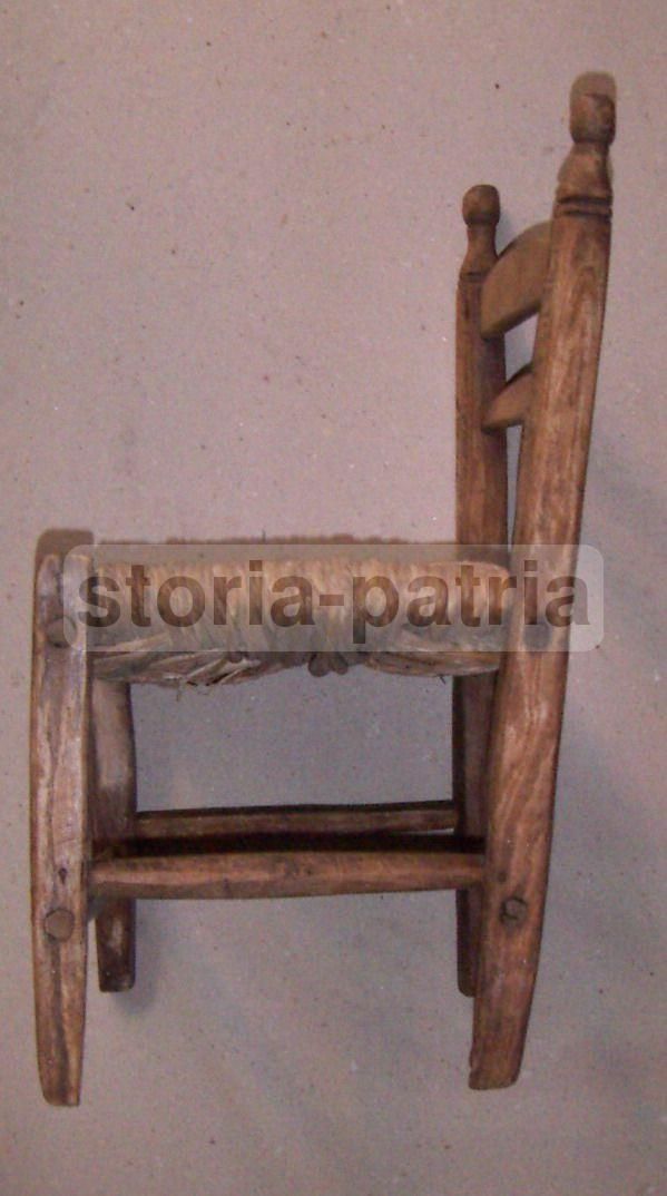 Antica Sedia Popolare In Legno E Paglia Artigianato Italiano