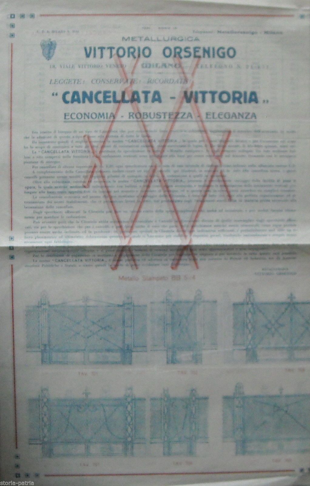 Manifesto Pubblicitario Ditta Orsenigo Cancellate Milano 1931