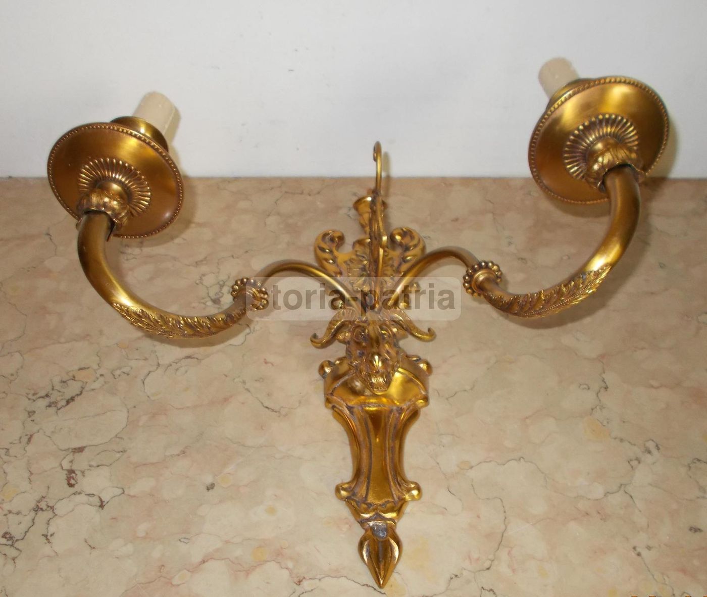 Applique Da Parete In Metallo Dorato Con Mascherone Allegorico, Anni '40 '60