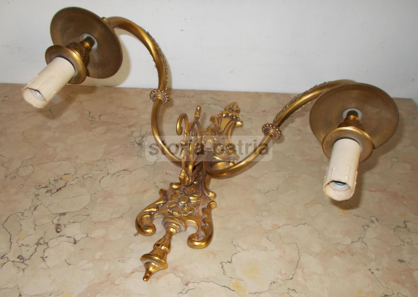 Applique Da Parete In Metallo Dorato Con Mascherone Allegorico, Anni '40 '60
