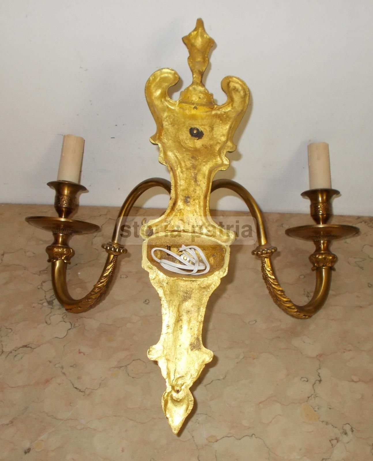 Applique In Metallo Dorato Con Mascherone Decorativo, Anni 1940 1960