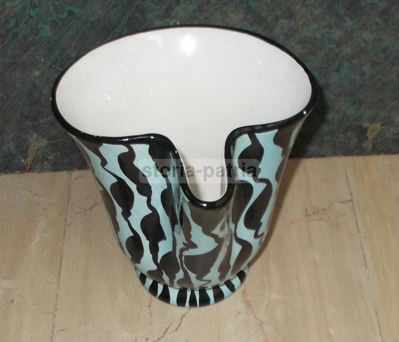 Vaso Coronetti Cunardo In Ceramica Policroma, Anni '50
