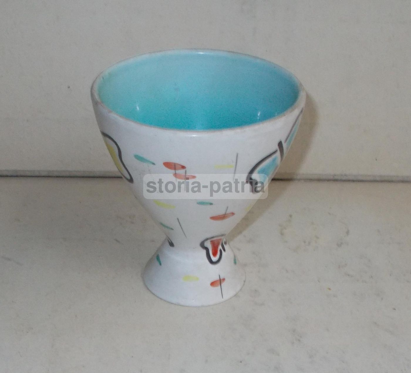 Vaso Coronetti Cunardo In Ceramica Policroma Con Farfalle, Anni '50