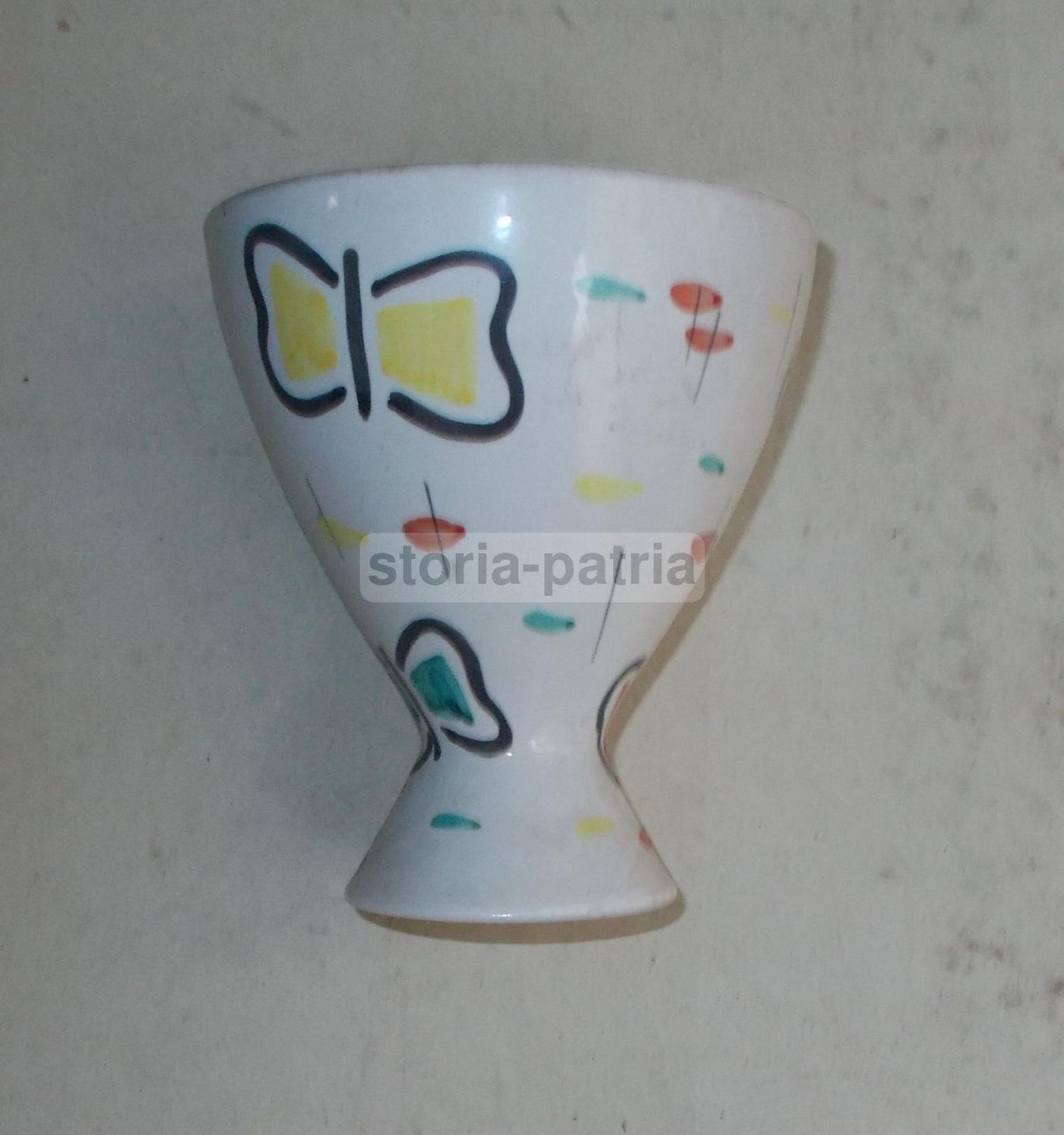Vaso Coronetti Cunardo In Ceramica Policroma Con Farfalle, Anni '50
