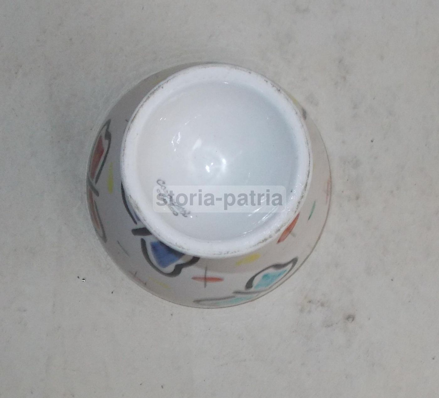 Vaso Coronetti Cunardo In Ceramica Policroma Con Farfalle, Anni '50