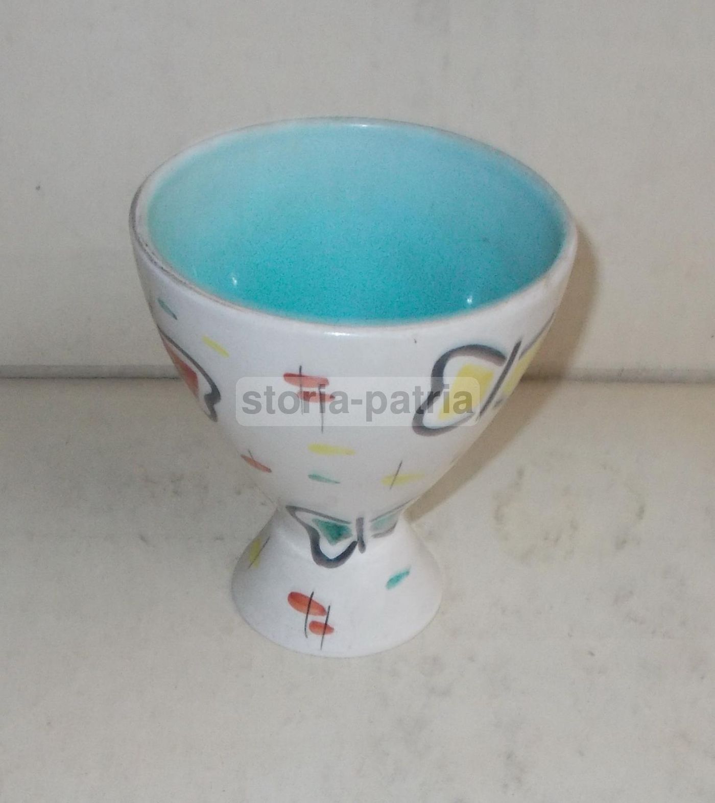Vaso Coronetti Cunardo In Ceramica Policroma Con Farfalle, Anni '50