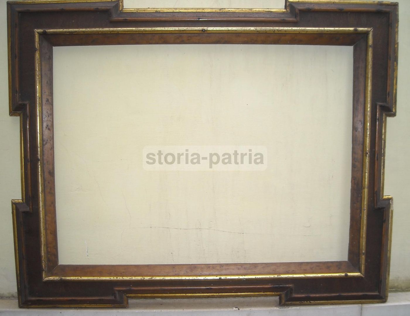 Cornice Antica In Legno Impiallacciato E Dorato Dell'800