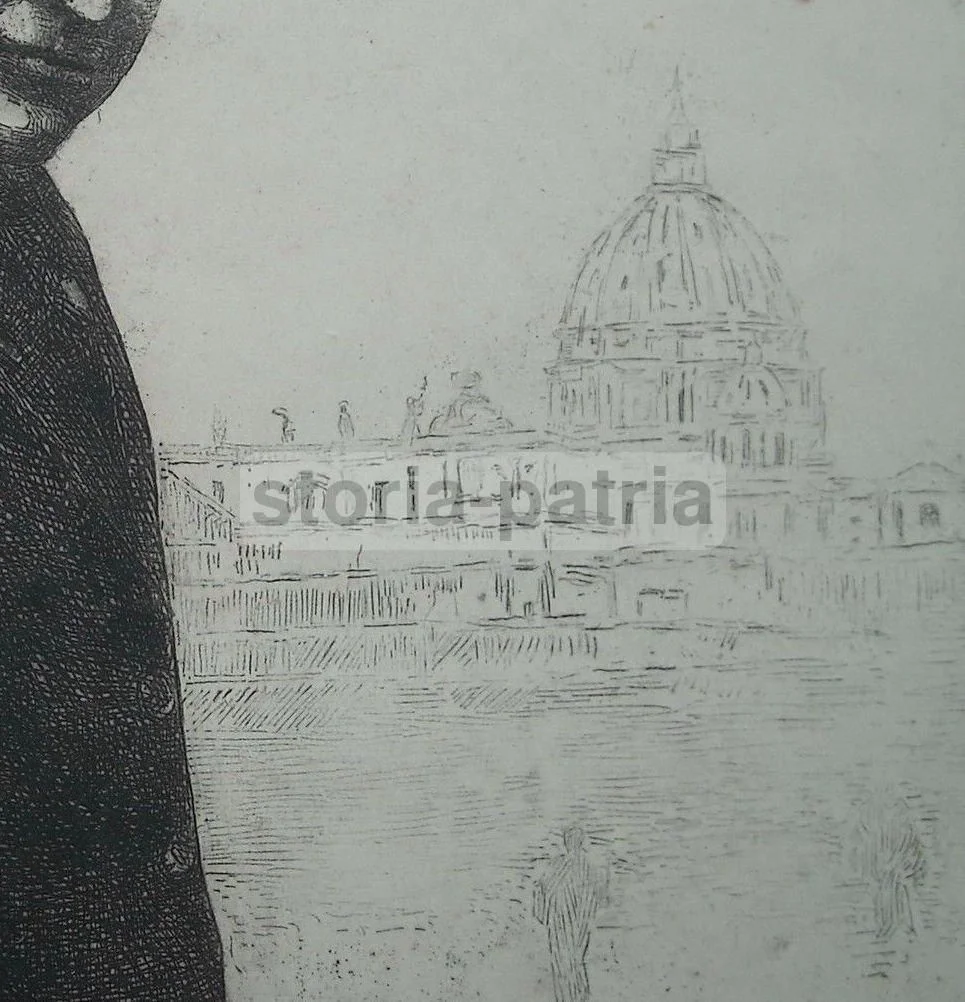 Etching by Bice Ferrari: View of Rome, First Half of the 1900s