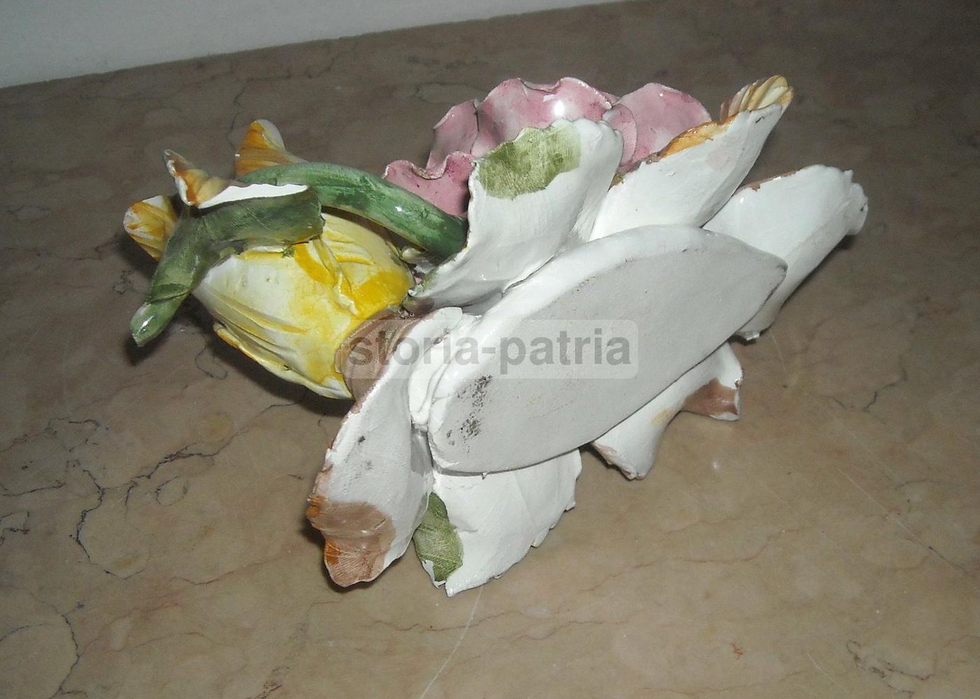 Lampada Bugia In Ceramica Policroma Con Decorazione Floreale, Anni '50