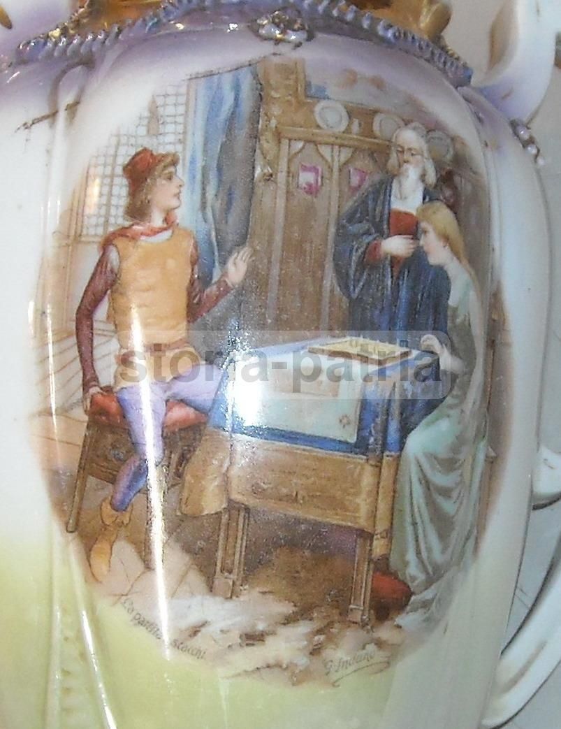 Porcellana Liberty Con Scene Tiepolo E Induno, Primo Novecento