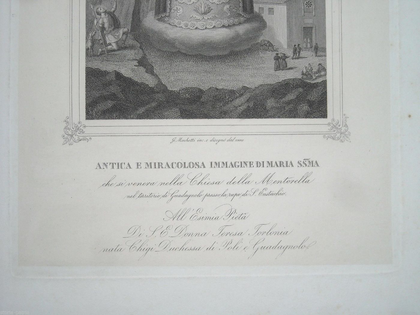 Madonna Della Mentorella A Guadagnolo. Incisione Di G. Mochetti, XIX Secolo. Dedicata A Teresa Torlonia.