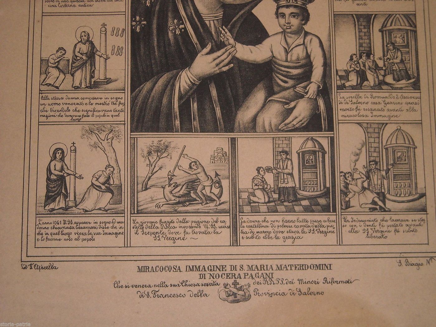 Stampa Litografica Madonna Materdomini Nocera Pagani 1800 Apicella