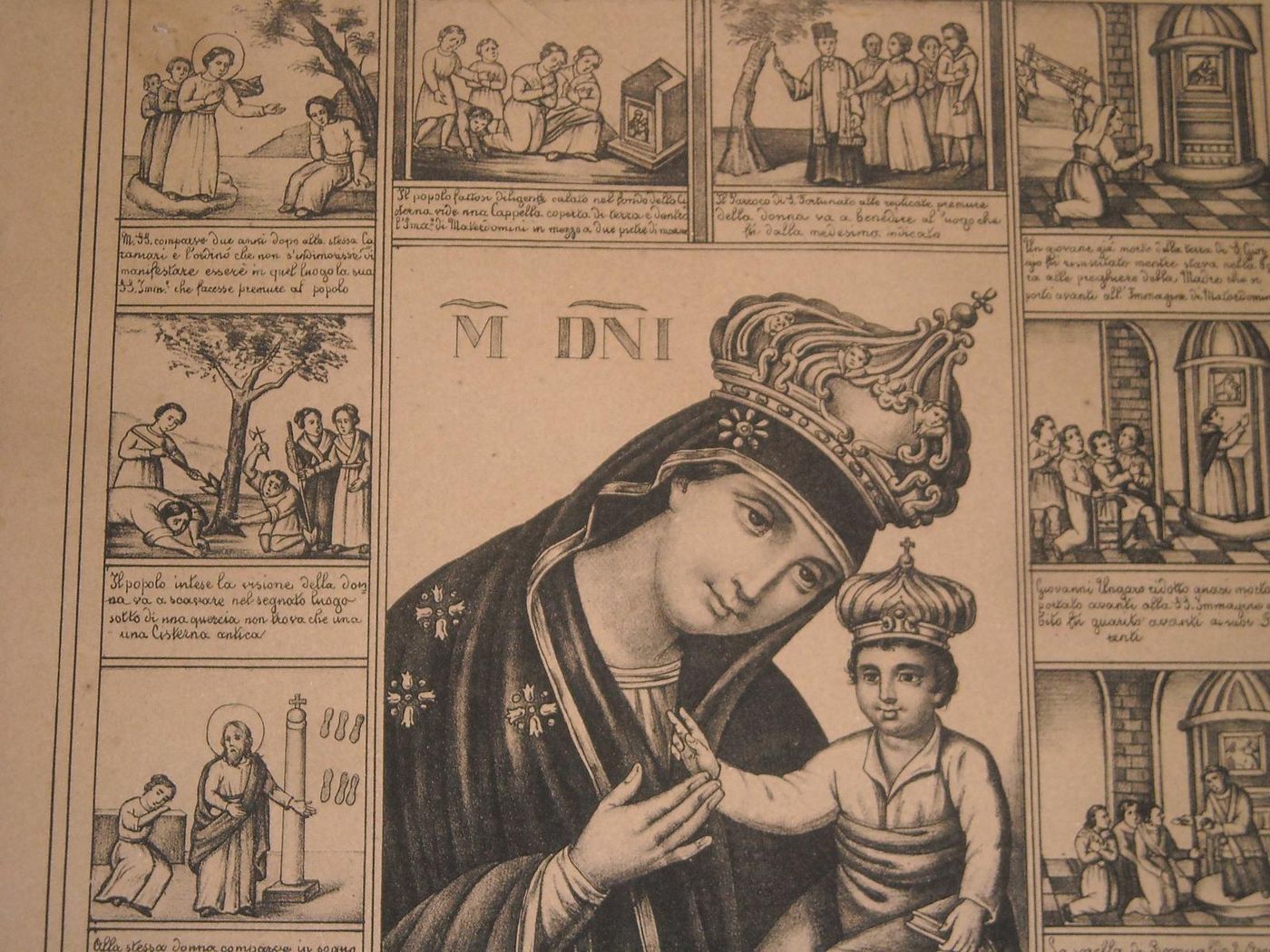 Stampa Litografica Madonna Materdomini Nocera Pagani 1800 Apicella