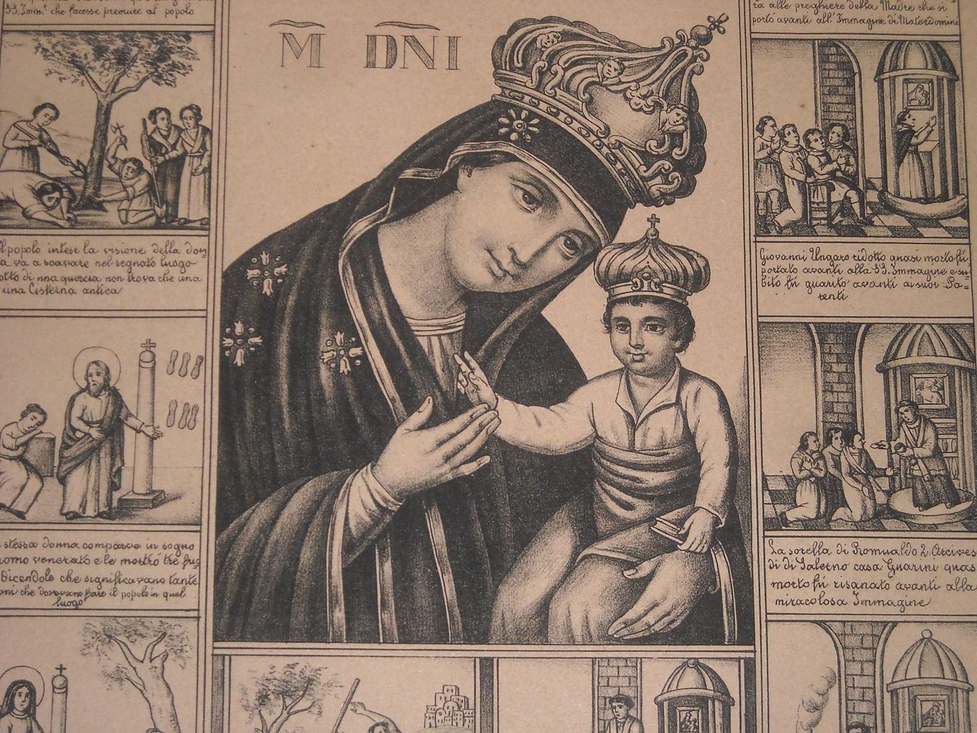 Stampa Litografica Madonna Materdomini Nocera Pagani 1800 Apicella