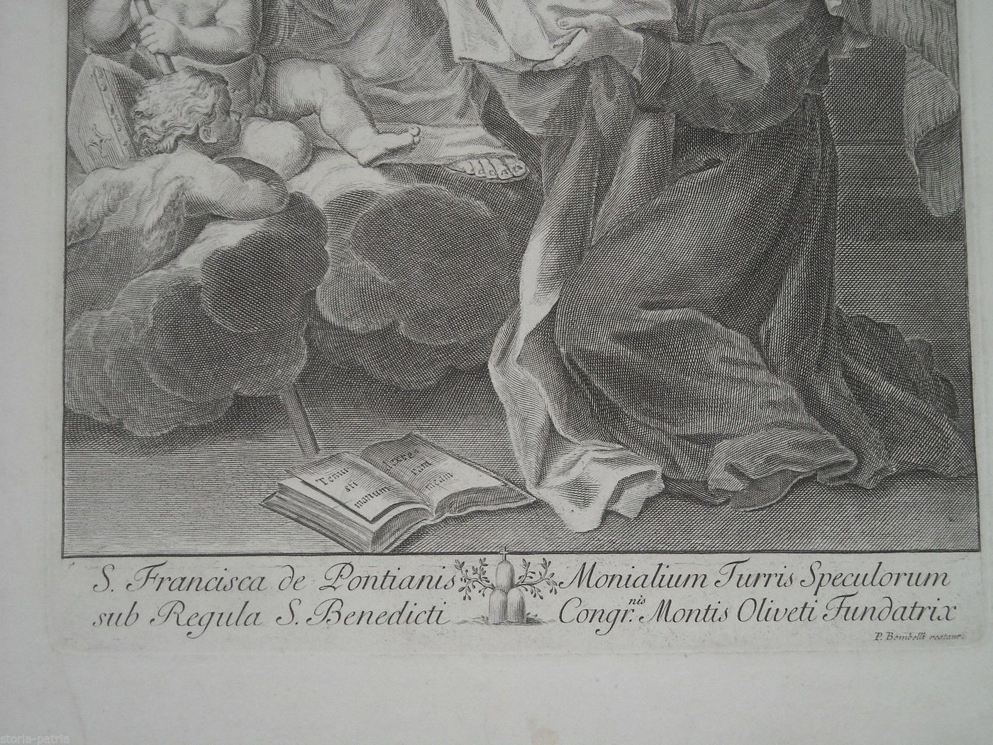 Stampa Antica Santa Francesca Romana Ponziani, Acquaforte, XVIII XIX Secolo