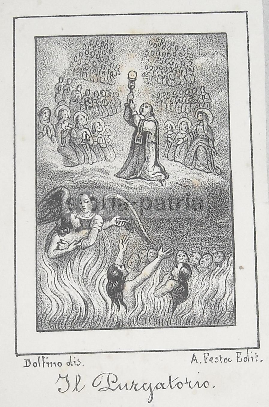 Santino Antico Purgatorio Napoletano, Litografia Dolfino Festa, XIX Secolo