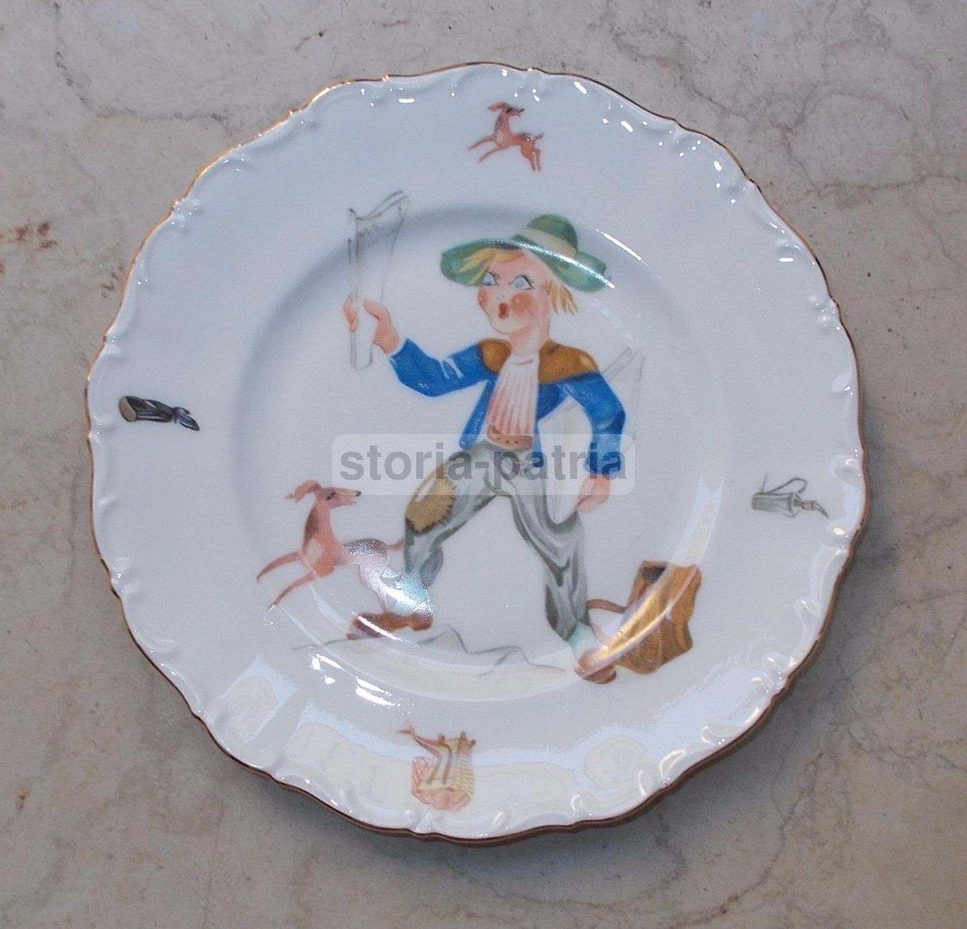 Piatto Porcellana Seltmann Bavaria Strillone Giornalaio Anni '30 '50