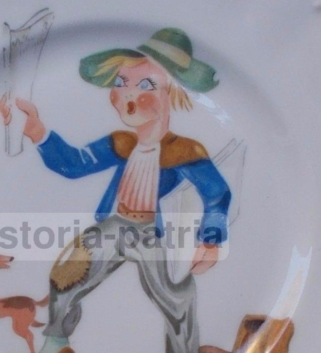 Piatto Porcellana Seltmann Bavaria Strillone Giornalaio Anni '30 '50