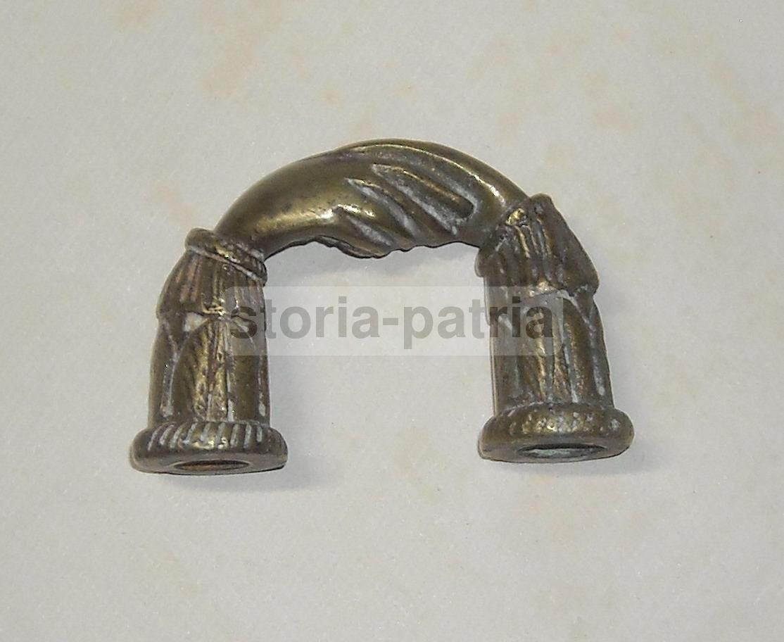 Poggiacarte Antico Mani Intrecciate In Ottone, Allegoria Della Fedeltà, XIX Secolo